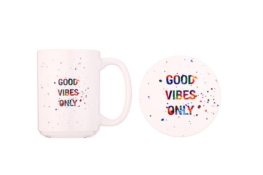 Nima Accessories Inc – wholesale Coffee mug – Ladies Good Vibes Themed Coffee Mug and Coaster1