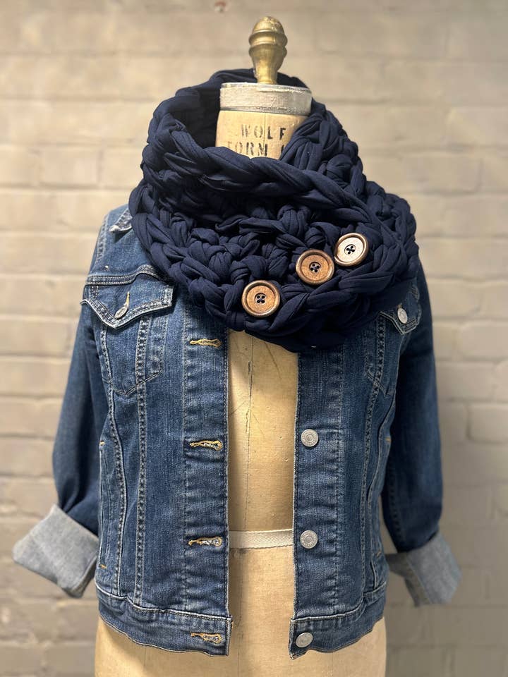 Open ended, butter soft jersey knit weighted scarf for wholesale by Bean & Dot