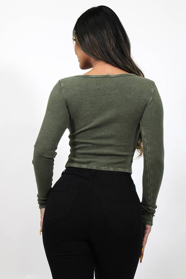 Junie – Top de malha - Mulher por atacado – TOP DE MANGA COMPRIDA LAVADO COM CORTE CF EM2411-A15