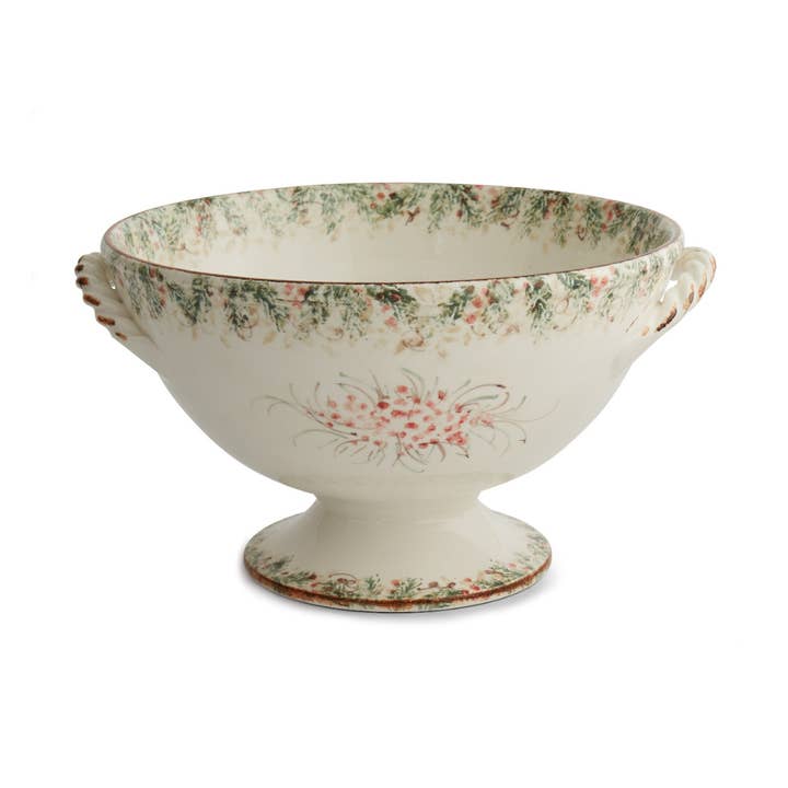 Arte Italica & Crown Linen Designs - Wholesale Bowl - Natale Footed Bowl with Handles - Christmas0