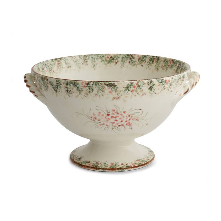 Arte Italica & Crown Linen Designs - Wholesale Bowl - Natale Footed Bowl with Handles - Christmas0