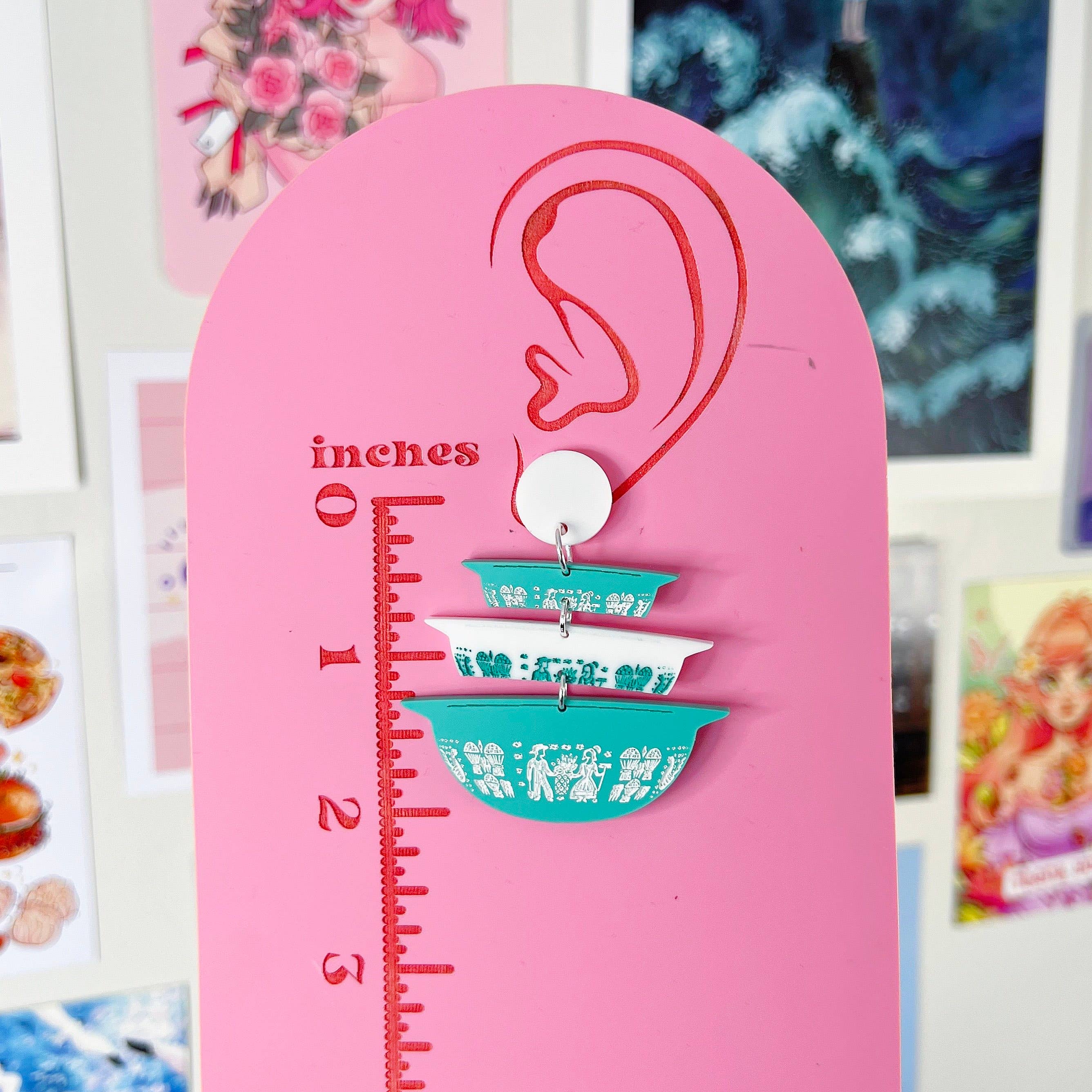 KGF Studios - Wholesale Dangle Earrings - Gooseberry Pyrex Bowls Handmade Acrylic Earrings & Keychains2