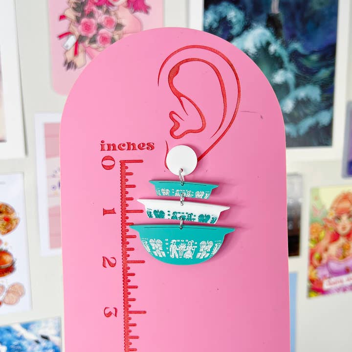 KGF Studios - Wholesale Dangle Earrings - Gooseberry Pyrex Bowls Handmade Acrylic Earrings & Keychains2