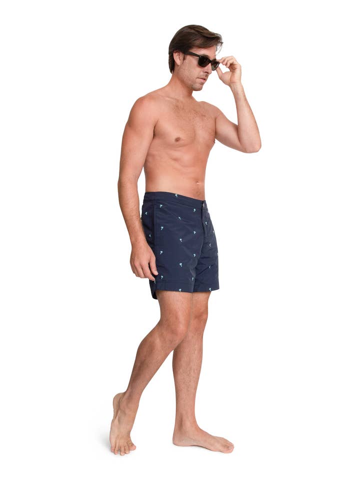 Aruba 6.5" Navy Embroidered Small Palms for wholesale by boto