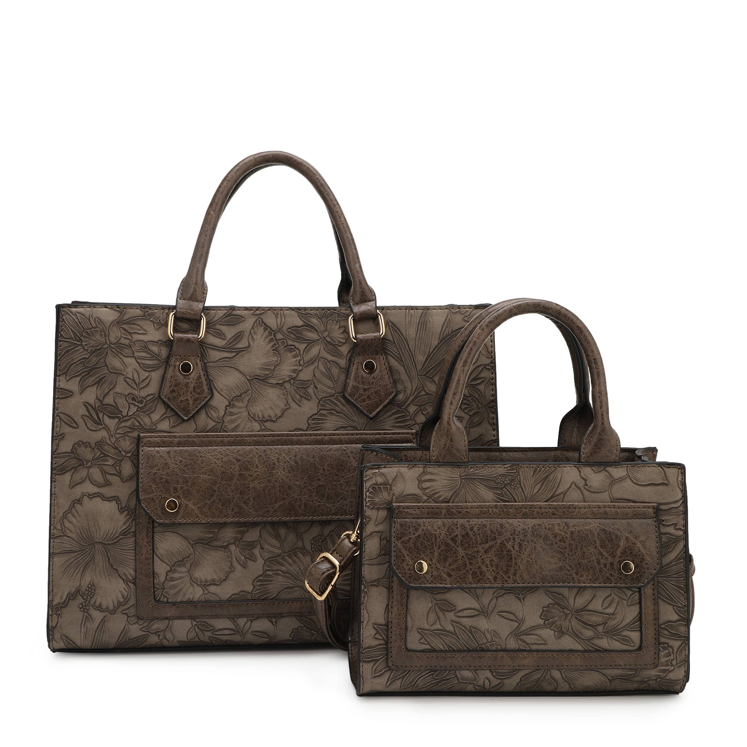 KAYLA+AVA - Vendita all'ingrosso Borsa tote - Donna - Set di borse tote con motivo floreale in rilievo Margaret Hibiscus11