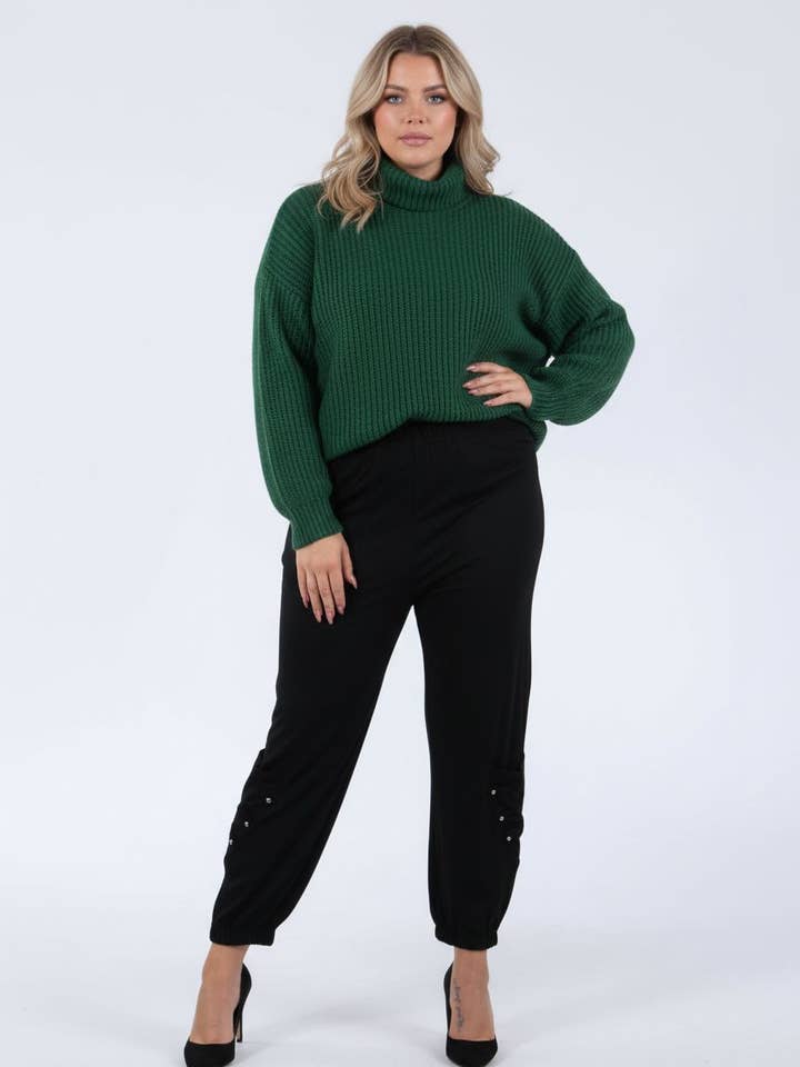 Sort baggy bukser i stor størrelse (B183) for engroshandel hos Pomme Rouge Paris