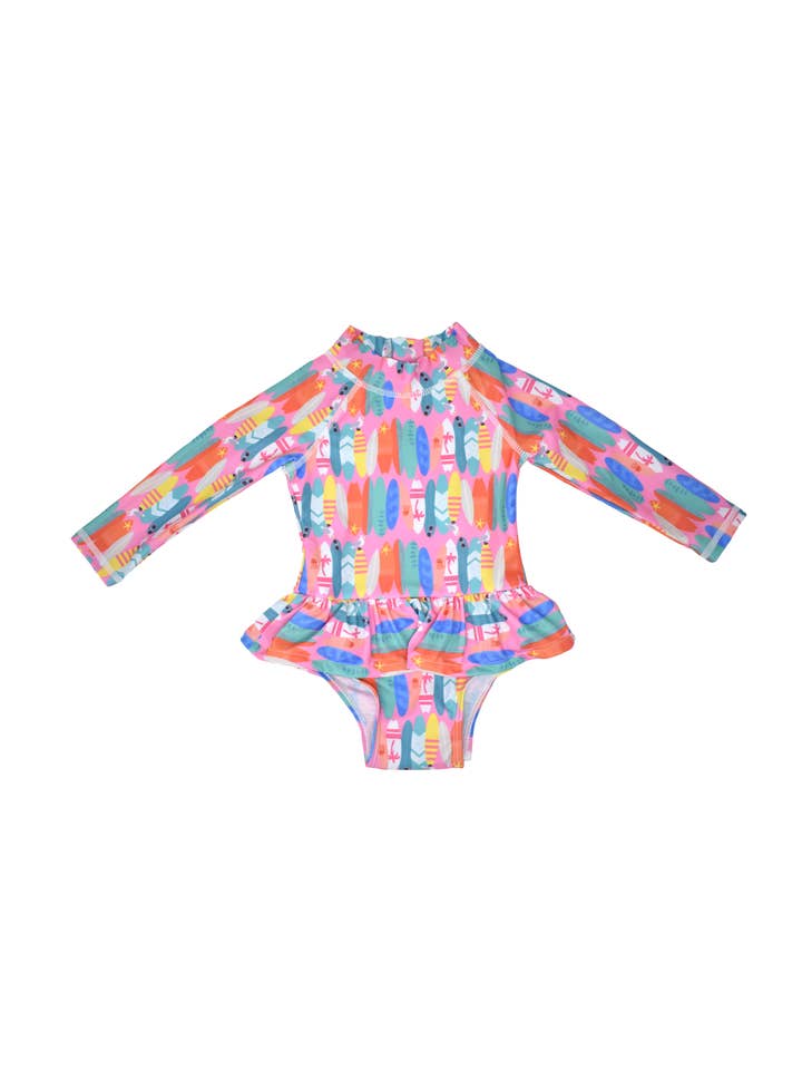 Flap Happy - Vendita all'ingrosso Rashguard - Neonati - Costume da bagno per bambine Alissa con volant Rash Guard, UPF50+3