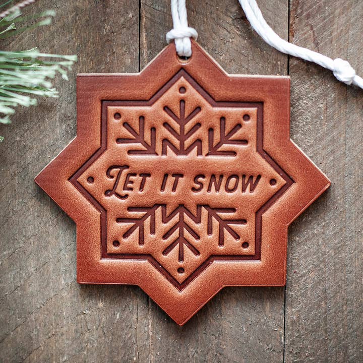 Let it Snow Snowflake Holiday/Christmas Ornament for wholesale by Sugarhouse Leather
