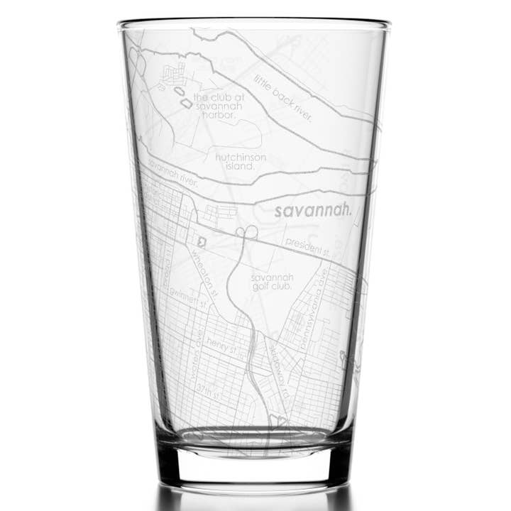 Well Told - Wholesale Beer Glass/Mug - Savannah, GA City Map - St. Patrick's Day - 16 oz Pint Glass