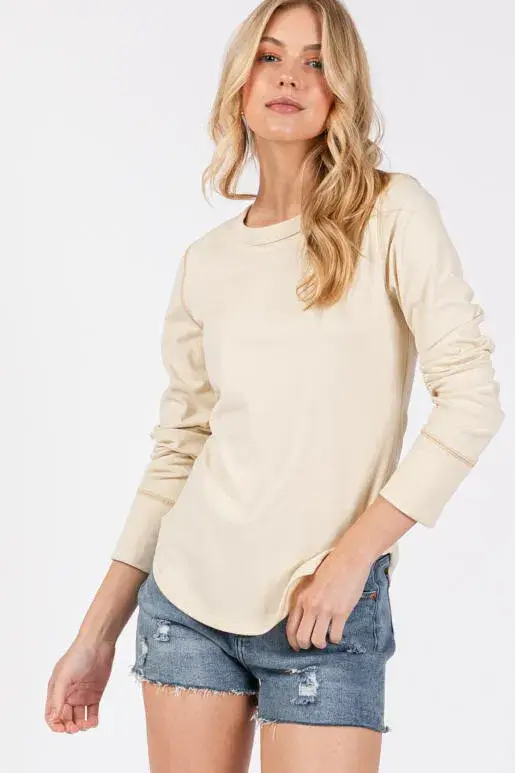 Final Touch - Wholesale Knit Top - Women's - Brushed Ribbed Fitted Long Sleeve Top - NT312809