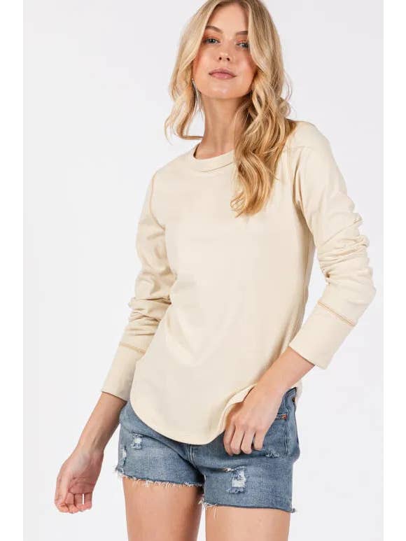 Final Touch - Wholesale Knit Top - Women's - Brushed Ribbed Fitted Long Sleeve Top - NT312809