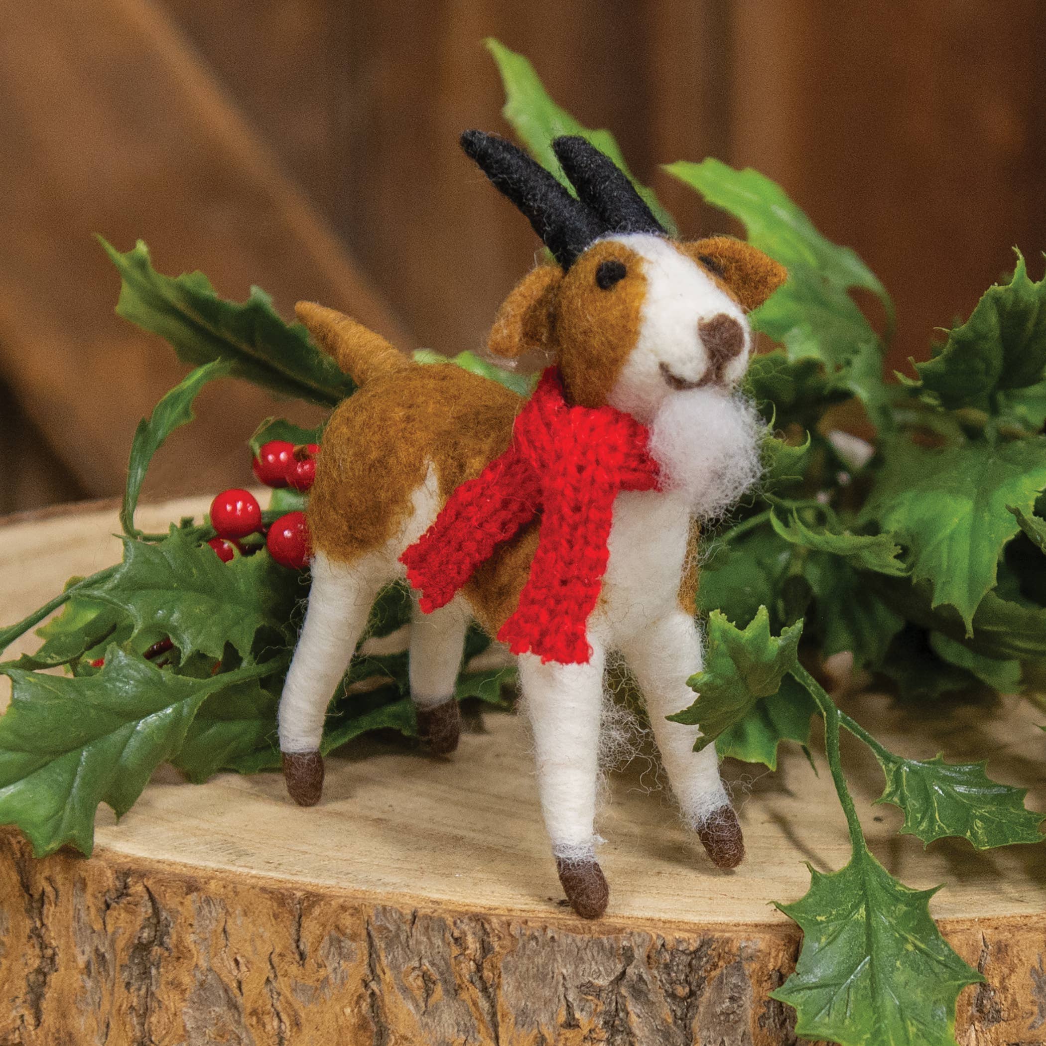 Bright Ideas - Wholesale Ornament - Billy Goat w/ Scarf Felted Ornament1