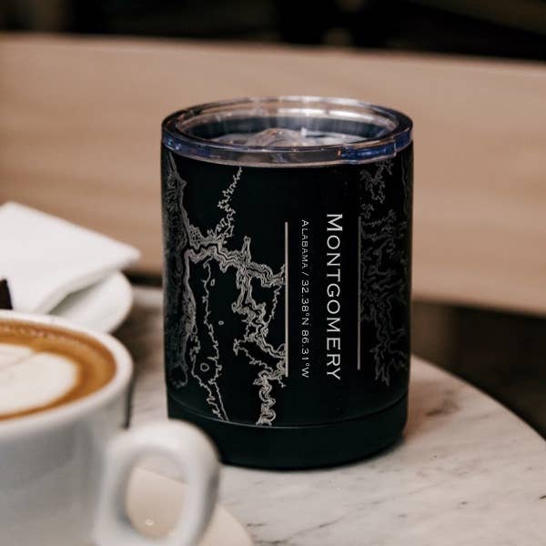 Montgomery AL Map Insulated Cup in Matte Black for wholesale by JACE.design