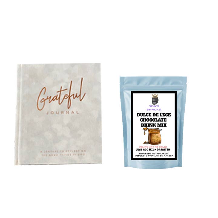 Kit de Autocuidado Sip & Read: Diario de Gratitud y mezcla de bebida de chocolate para venta al por mayor de Oba's Snacks