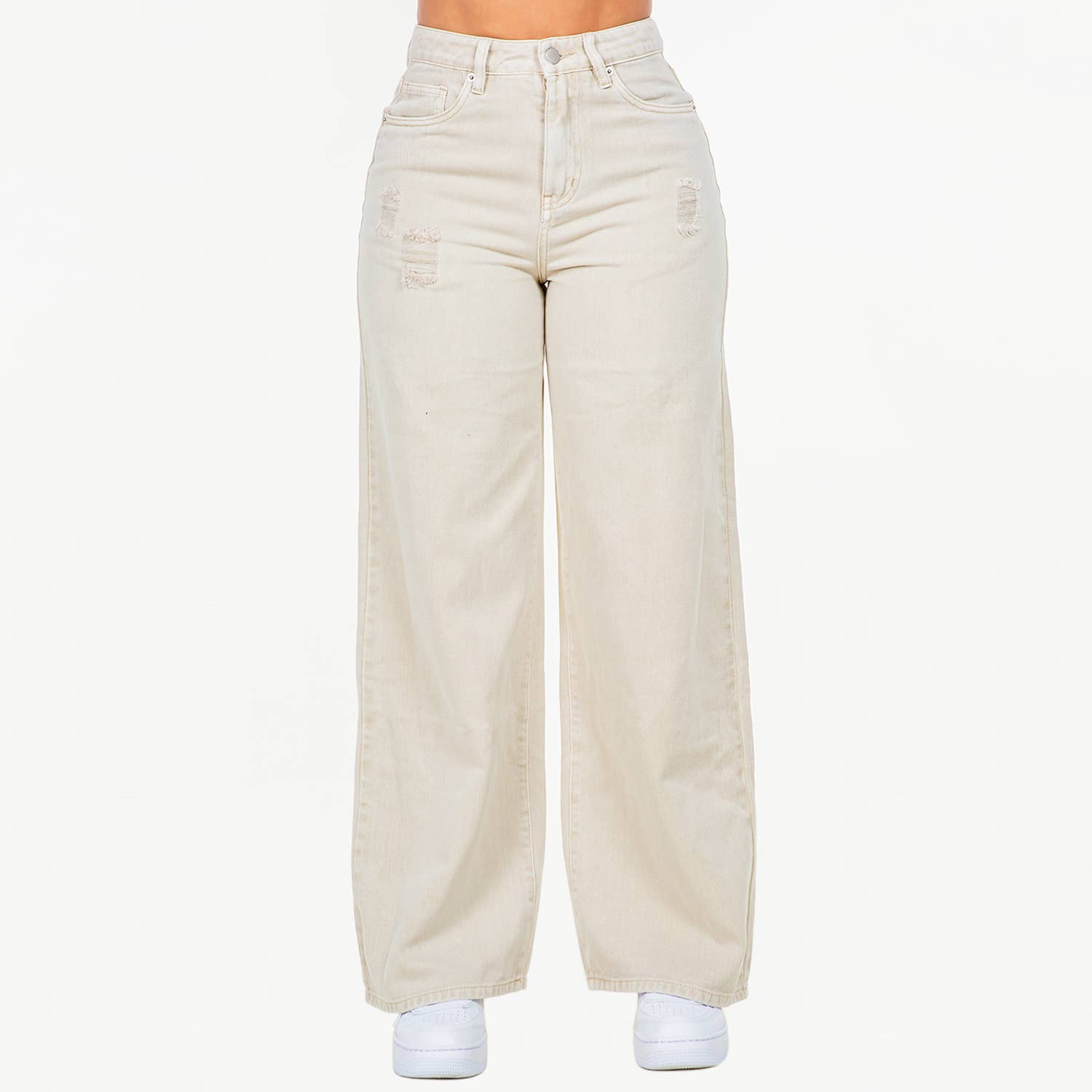 American Bazi - Venta al por mayor Vaqueros - Mujer - PANTALONES ANCHOS DESGASTADOS DE CINTURA ALTA - RJH303116