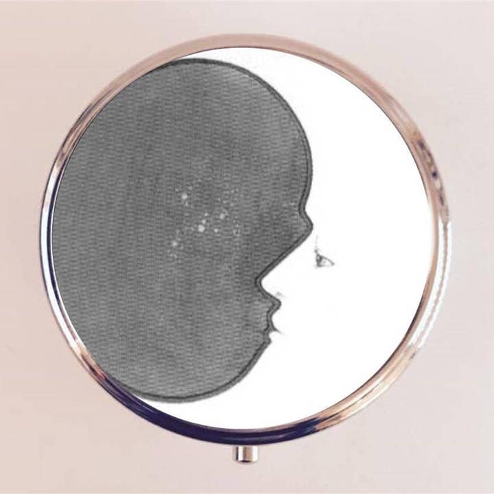 Crescent Moon Pill Box Case Pillbox Holder Trinket Stash Box Lunar Phases for wholesale by FringePop