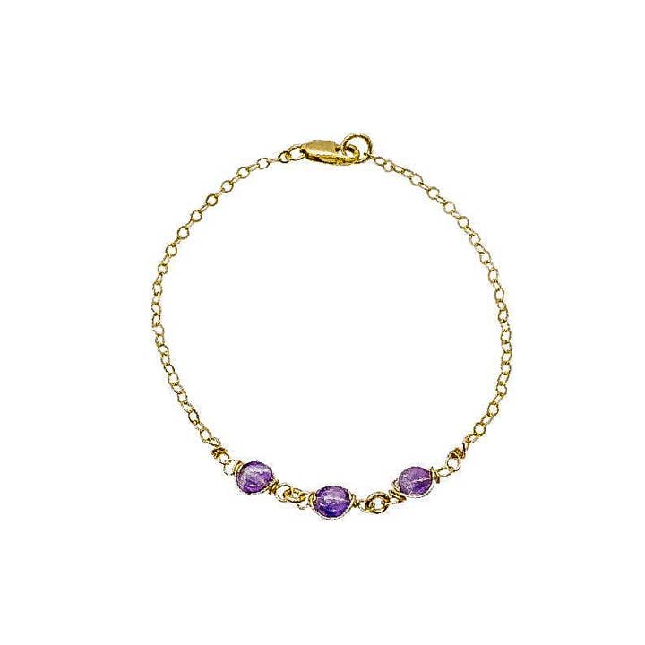 Venetian Three's A Charm Bracelet Gold/Amethyst for wholesale by Dana Blair Designs