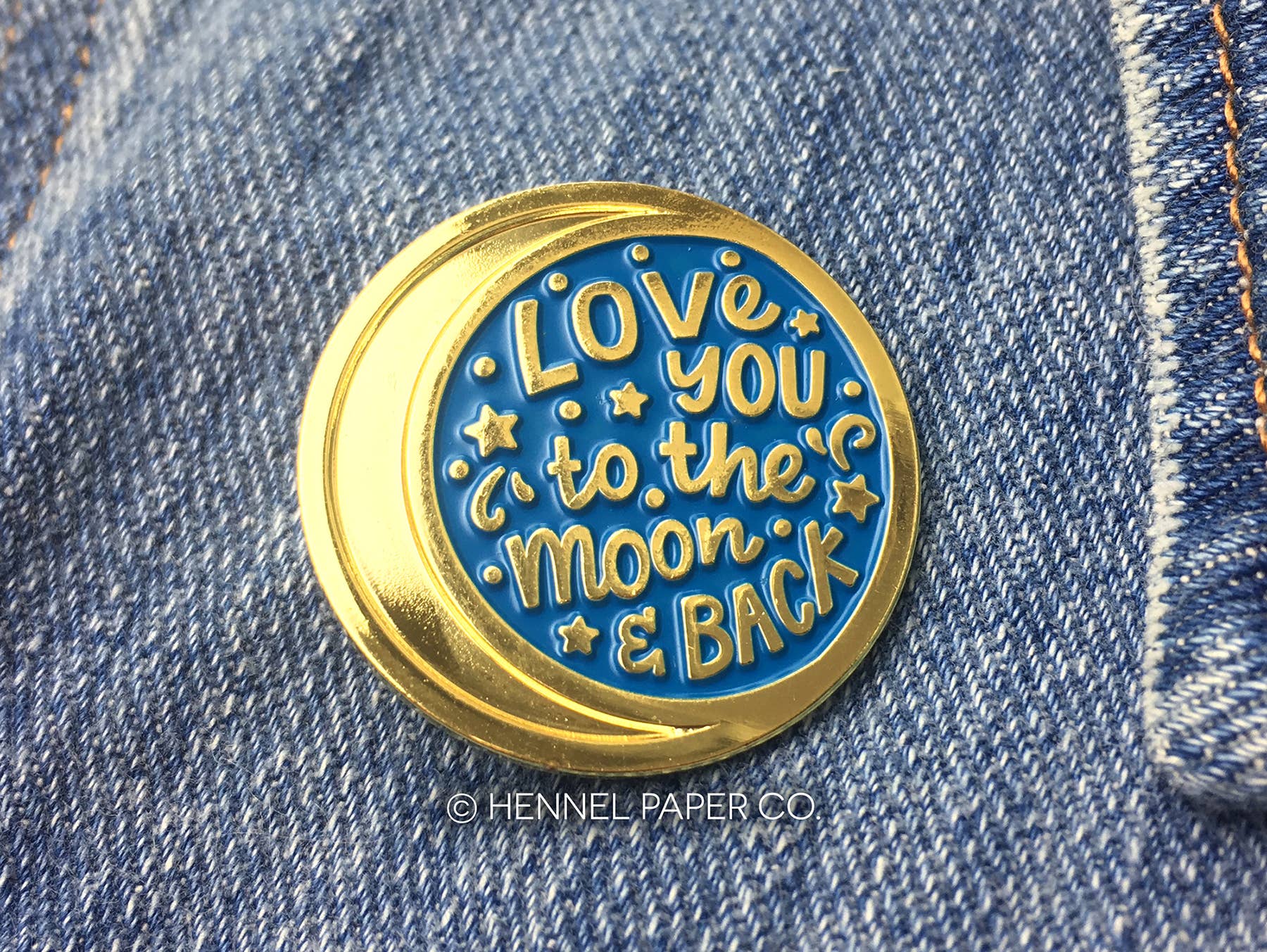 Hennel Paper Co. - Wholesale Lapel Pin/Button - Enamel Pin - Moon & Back1