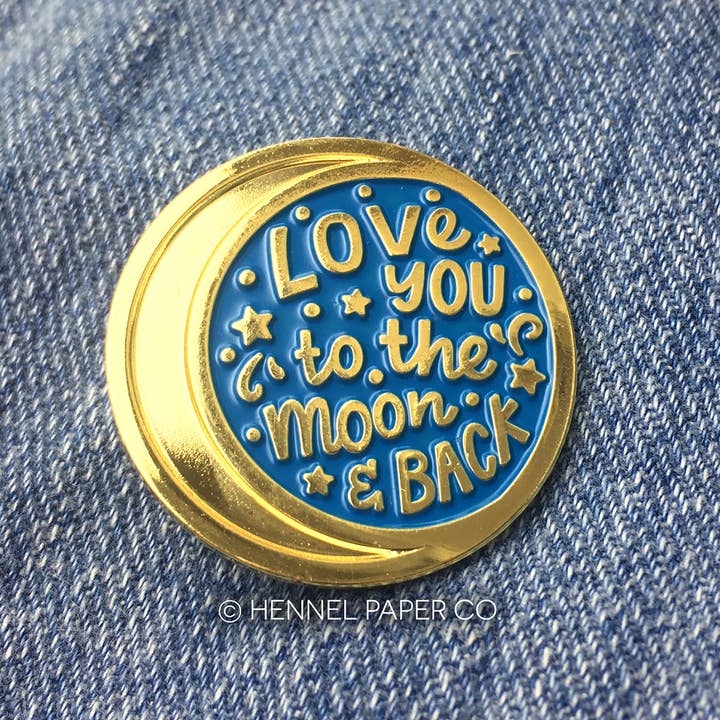 Hennel Paper Co. - Wholesale Lapel Pin/Button - Enamel Pin - Moon & Back1
