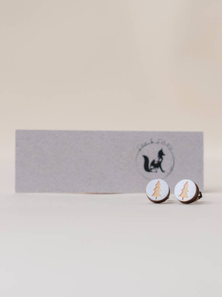 Birch Wood Stud Earrings - Tree for wholesale by Fox and Fiddle Designs