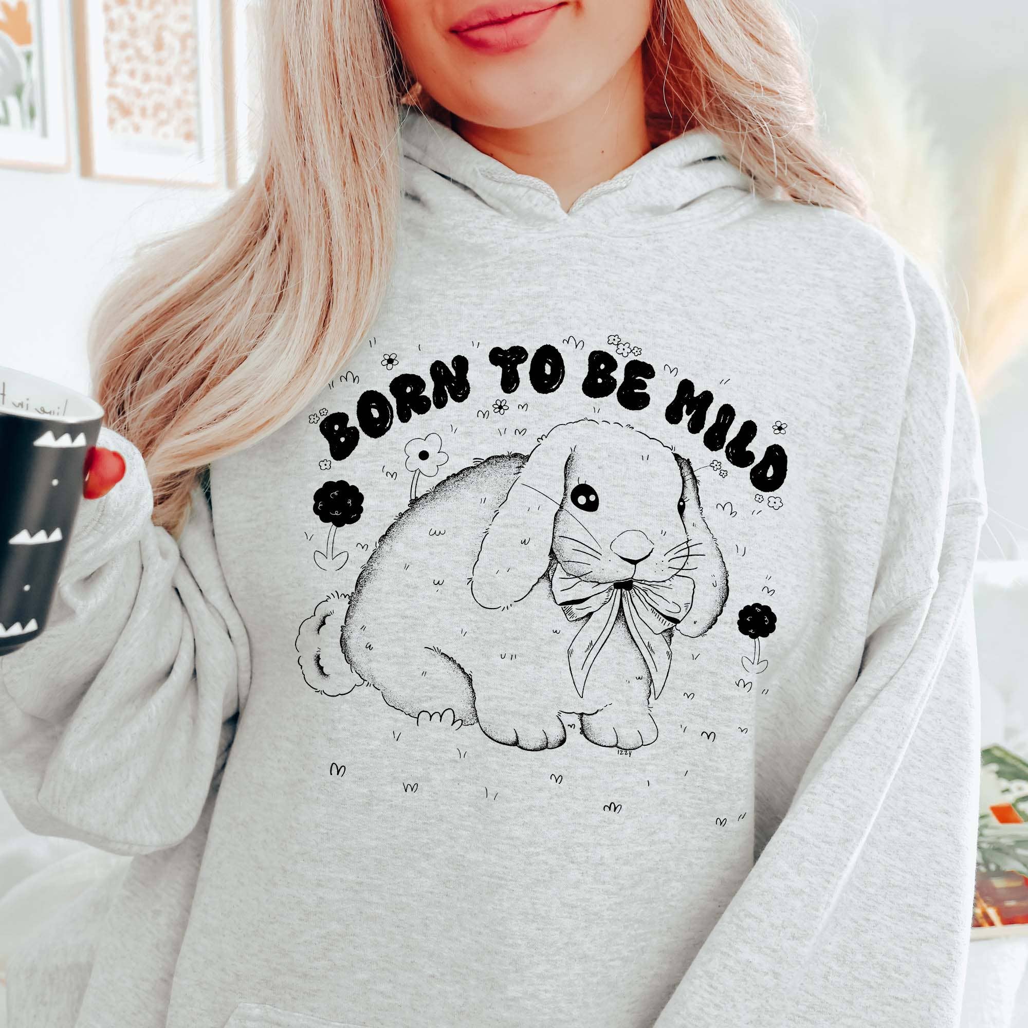 The Funnel Cake Tree – wholesale Hoodie – Women's – Retro Born to Be Mild Hand Drawn - Tie Dye or Solid Hoodie4