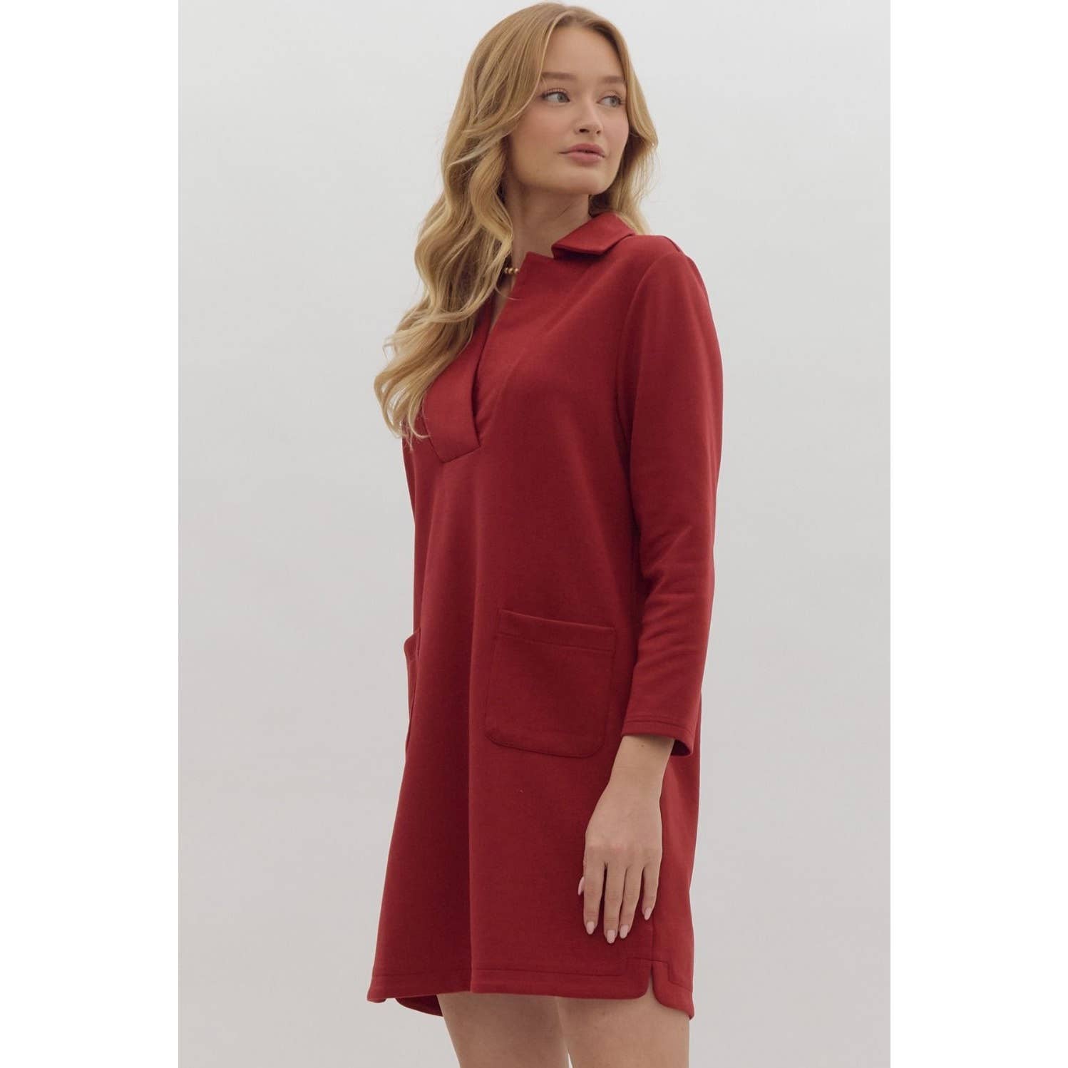 STYLE USA – Engroshandel Kjole - Dame – Massiv minikjole med v-hals krave11