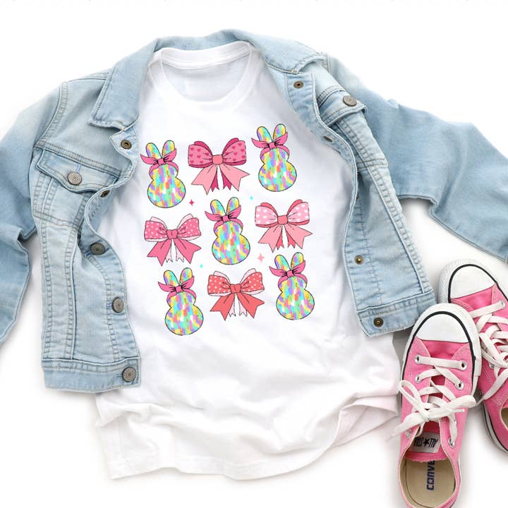 Brushstroke Bunnies and Bows Girls Easter Tee Shirt for wholesale by AvaryMaeInspirations