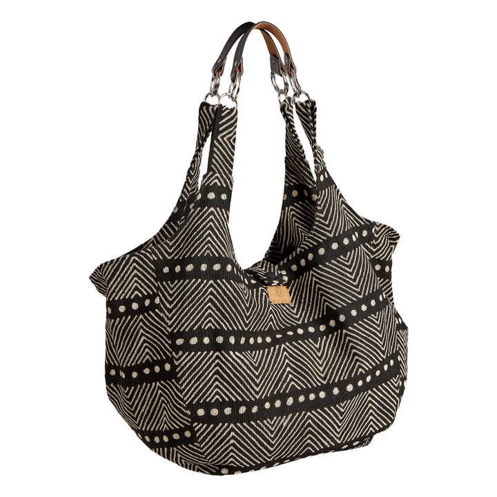 Bogolan svart mud cloth shoppingväska för wholesale av MALAIKA