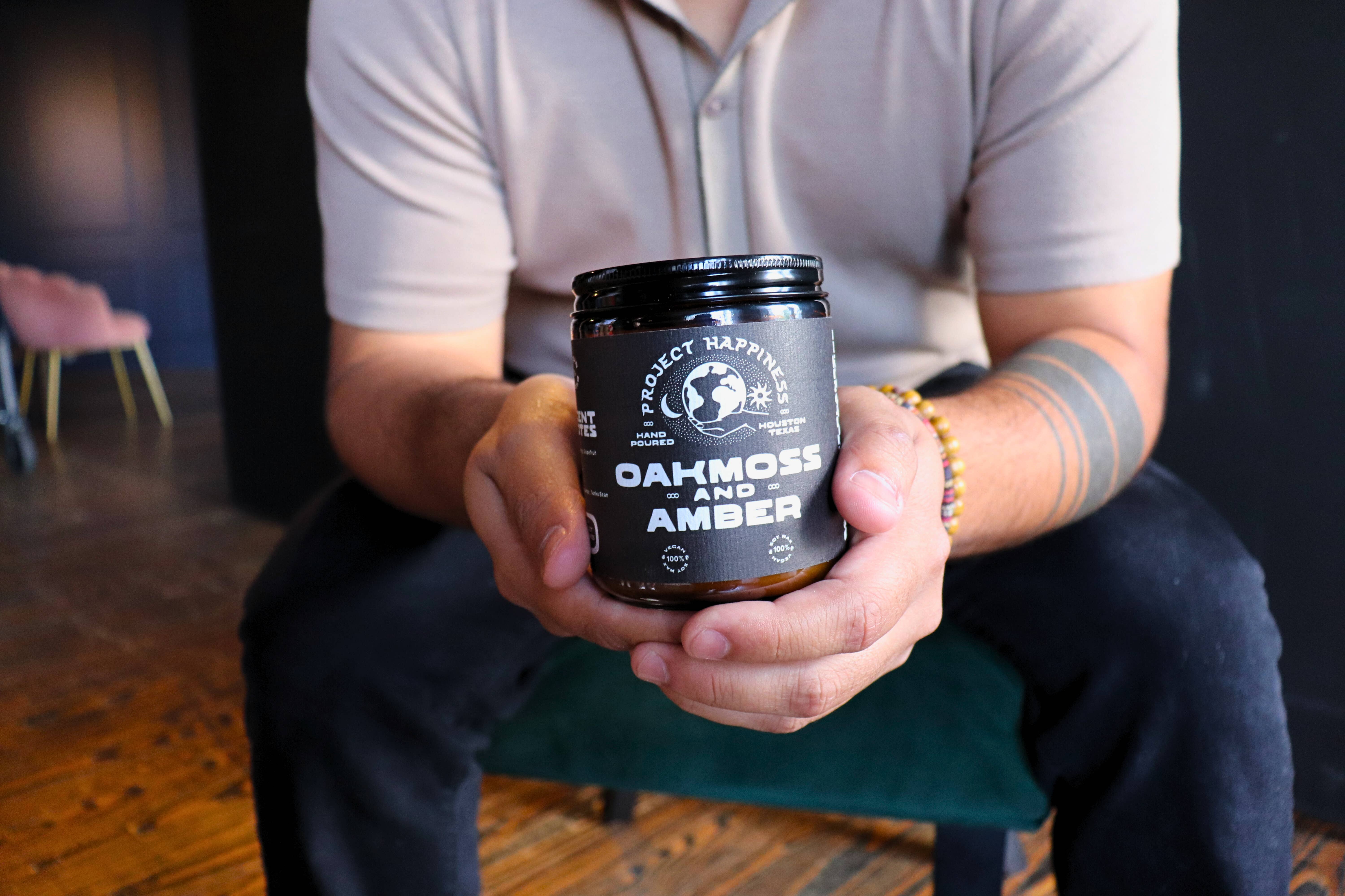 Project Happiness Candle Co. - Wholesale Jar/Filled Candle - Oakmoss and Amber Soy Candle - 8oz3