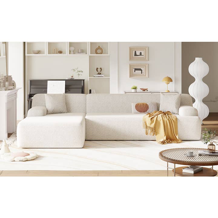 Beige Modern L-Shape Modular Sofa 2-Piece Set for wholesale on Faire