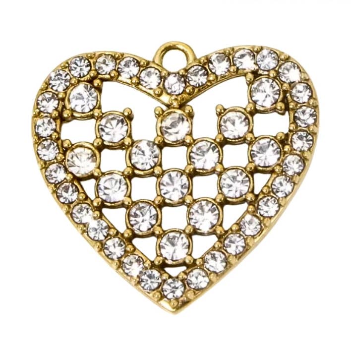 Diamante Hjerte Charm | Charm Bar for engroshandel hos Coco Luna Collection