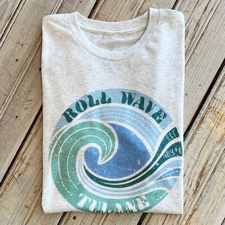 Tulane Roll Wave Circle Tee-branco mesclado por atacado de Nola Mercantile