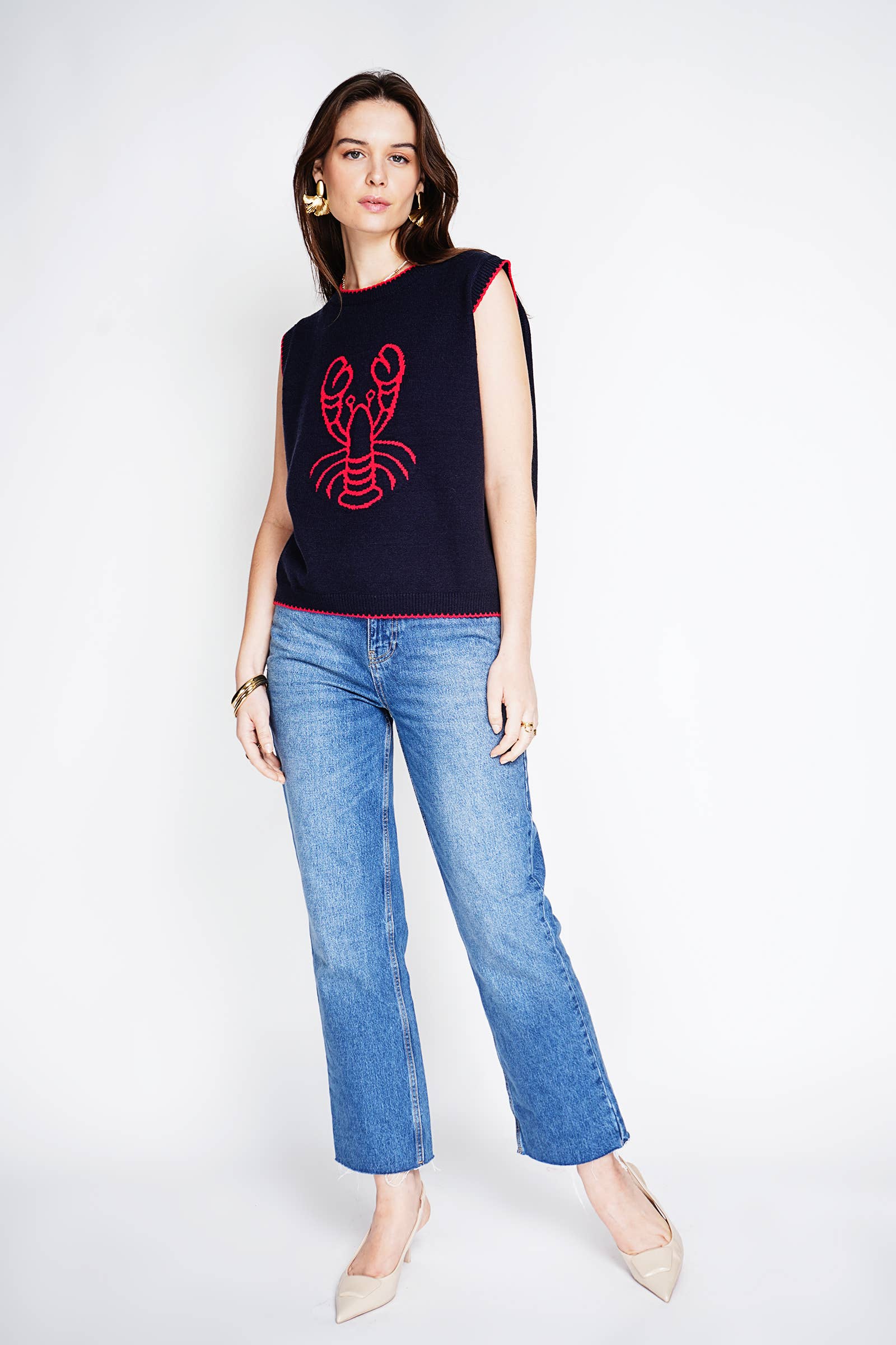 NOELINE - Wholesale Knit Top - Women's - Lobster pattern sweater 260452