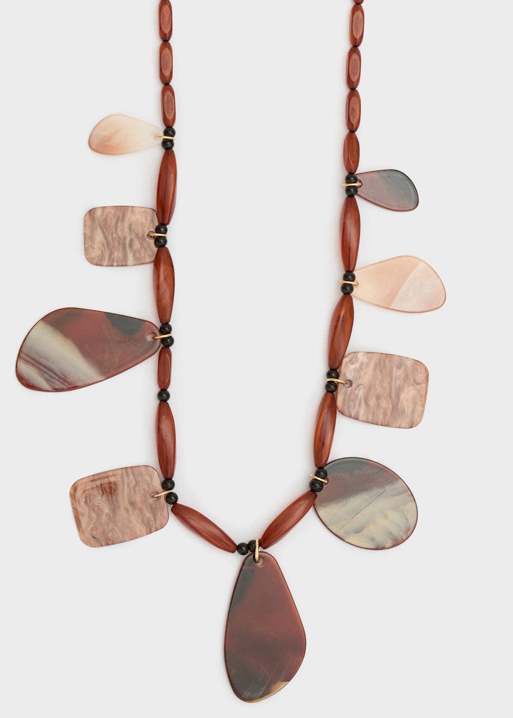 NALI' - Wholesale Beaded/Pearl Necklace - LONG NECKLACE MIX ELEMENT IN RESIN BROWN - N643