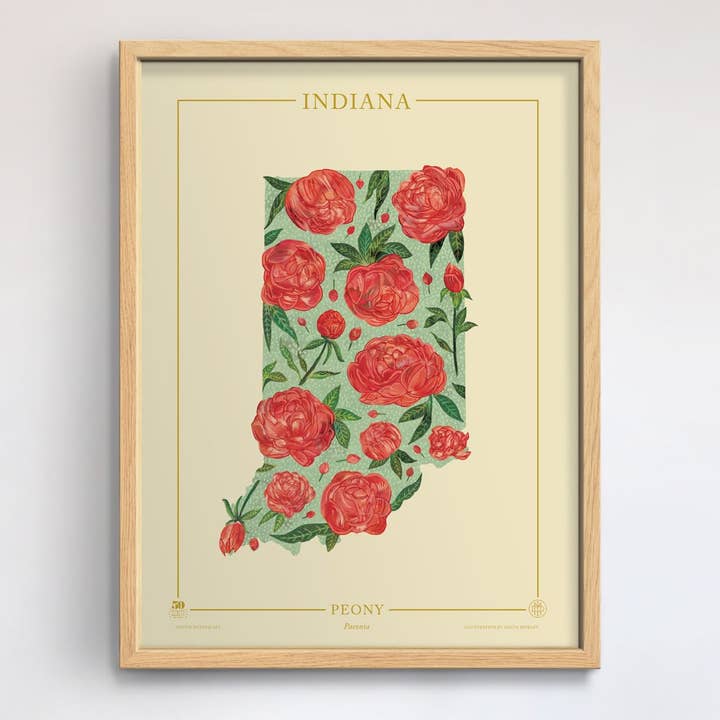 Impresión botánica nativa de Indiana para venta al por mayor de 50 States of Beauty