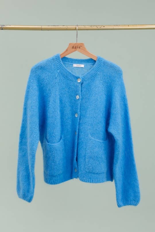 NAÏS PARIS – Cardigan - Mulher por atacado – Cardigan de gola redonda com mangas longas em kid mohair e lã15