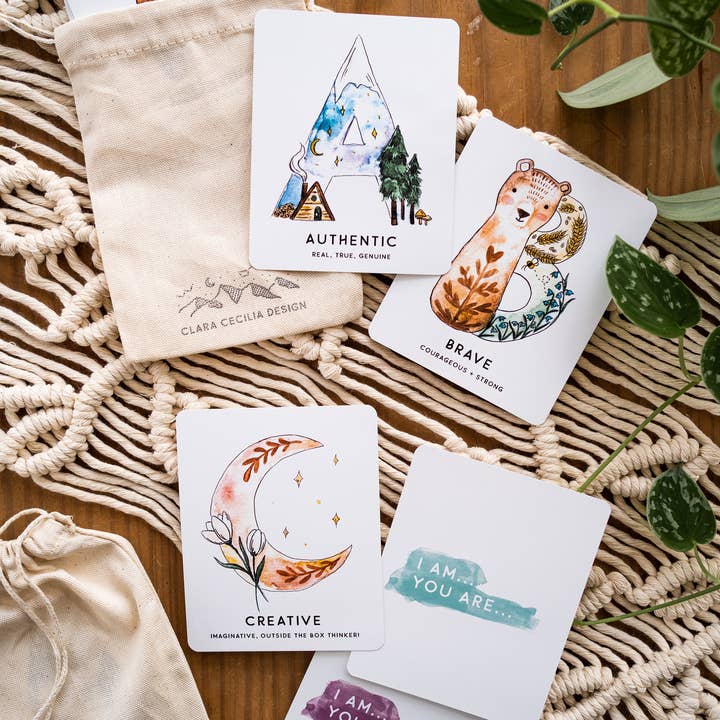 Affirmationsalphabet-Karteikarten für den Großhandel von Clara Cecilia Design