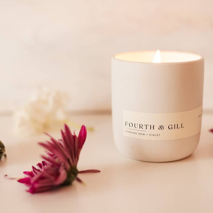 Solana - Wholesale Jar/Filled Candle - Fourth & Gill Spring Candle (Matte White Ceramic)