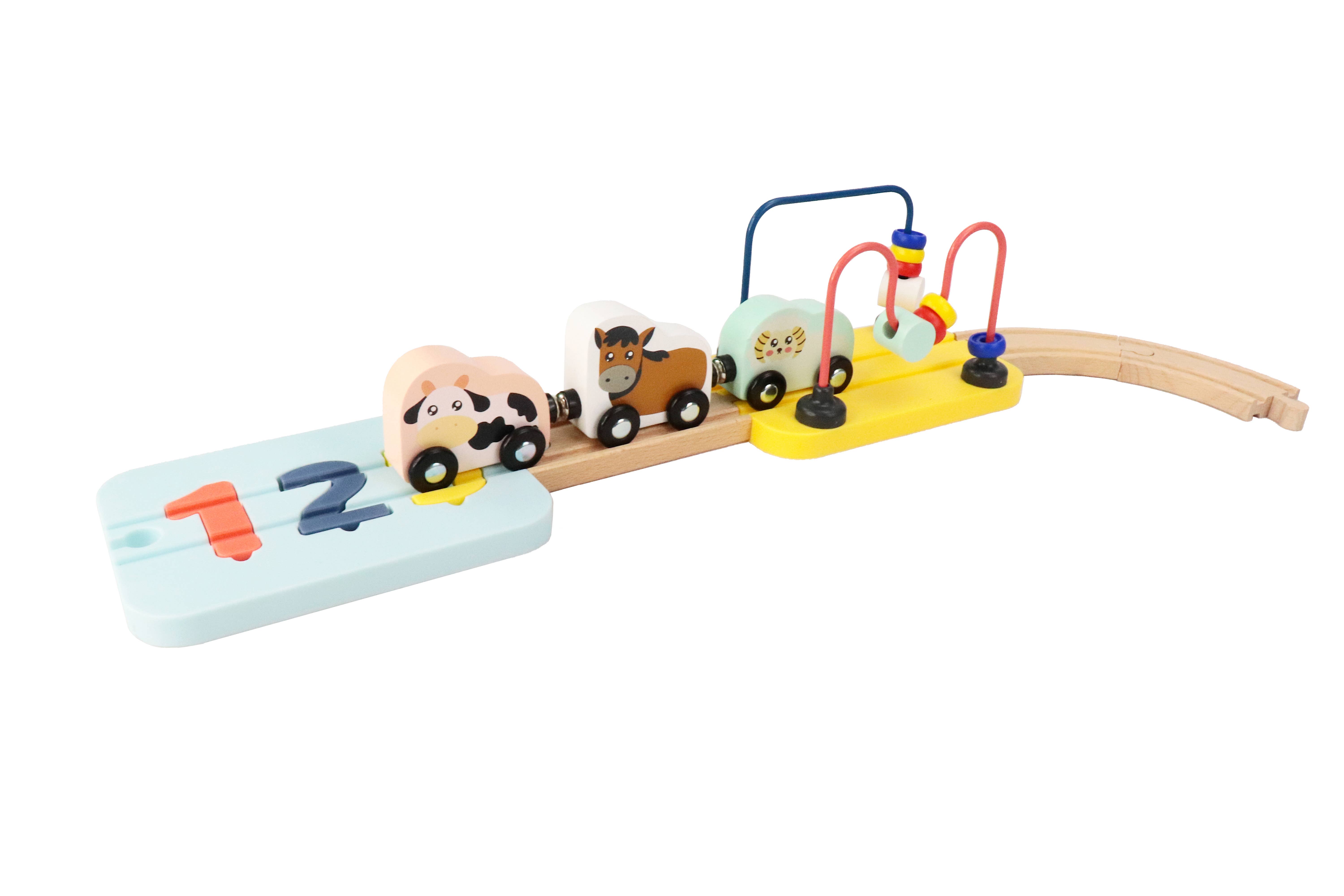 Leo & Friends - Wholesale Wood Toy - Kids - Wooden Railway 123 Puzzle and Bead Set 18-Pieces5