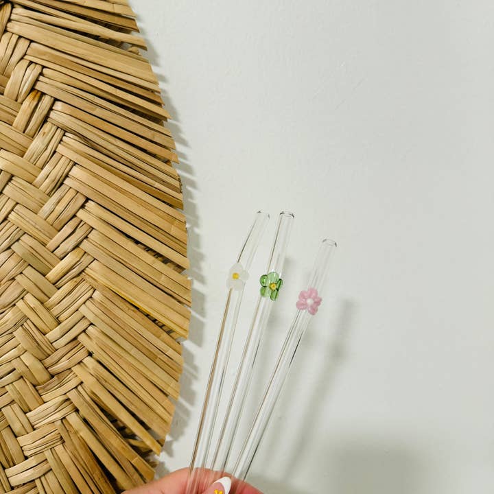 KuriArt Designs - Vente Paille - Pailles en verre à fleurs | Pailles en verre réutilisables9