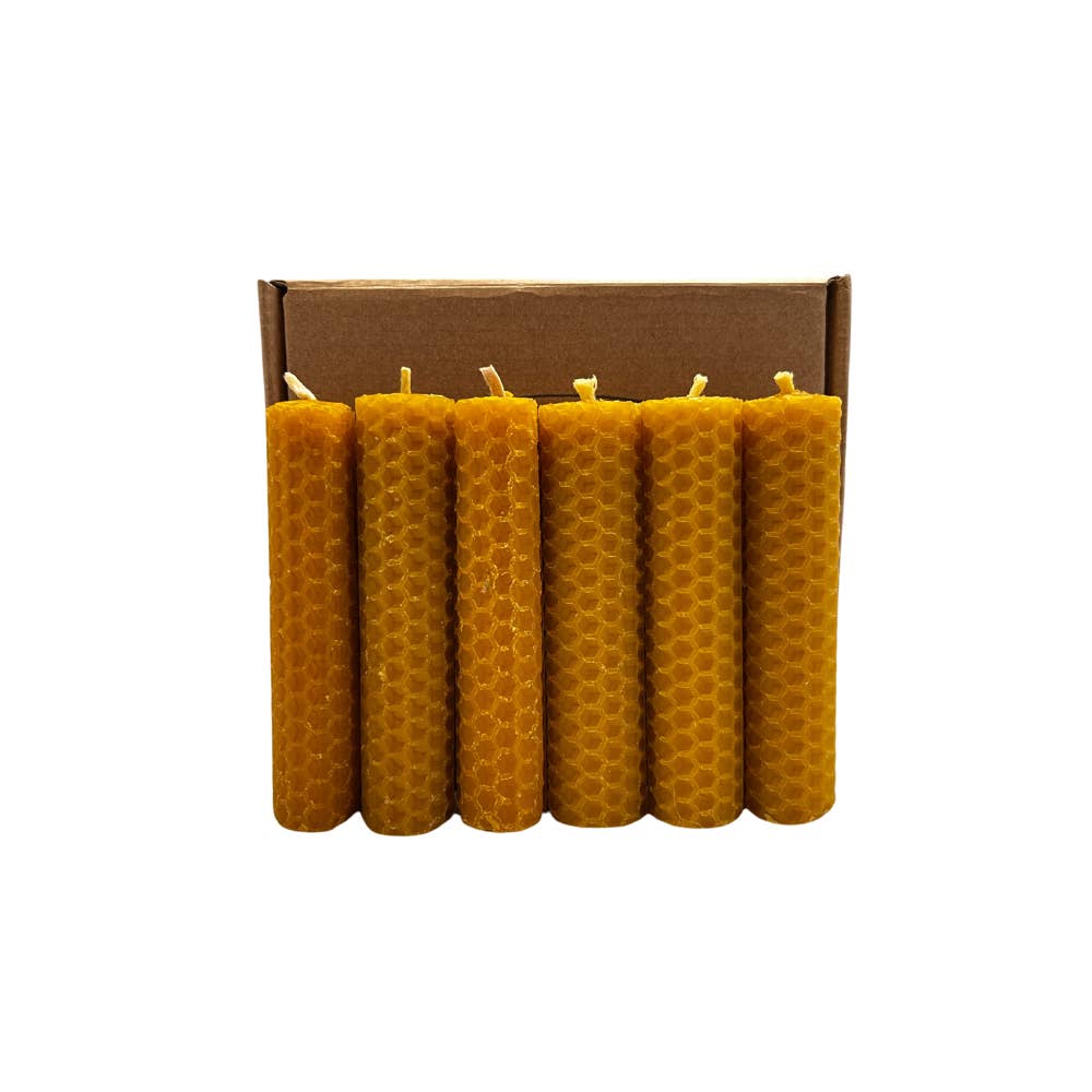 Infinite Essence S.L. - Vente Bougies/bougeoirs coniques - Lot de 6 bougies en cire d’abeille parfum miel 10 x 2 cm