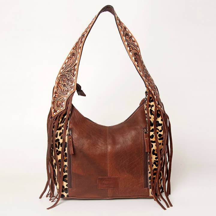 LS Western - Wholesale Shoulder bag – women's - LC-ADBGA214 American Darling Hobo Bag Hair-On Hide with Tooled Leather Strap11