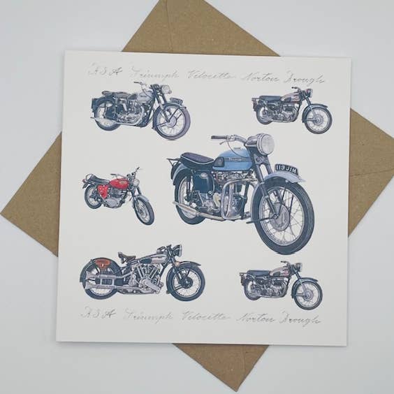 Biglietto di Auguri Biciclette Classiche di Richard Partis per la vendita all'ingrosso da parte di Hooli Mooli