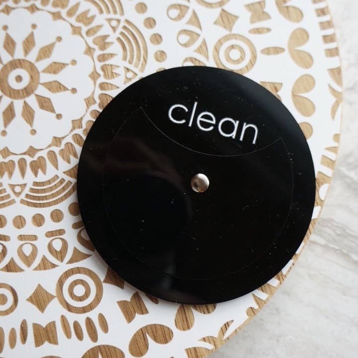 Black Acrylic Circle Clean Dirty Dishwasher Magnet for wholesale by Modern Magnet
