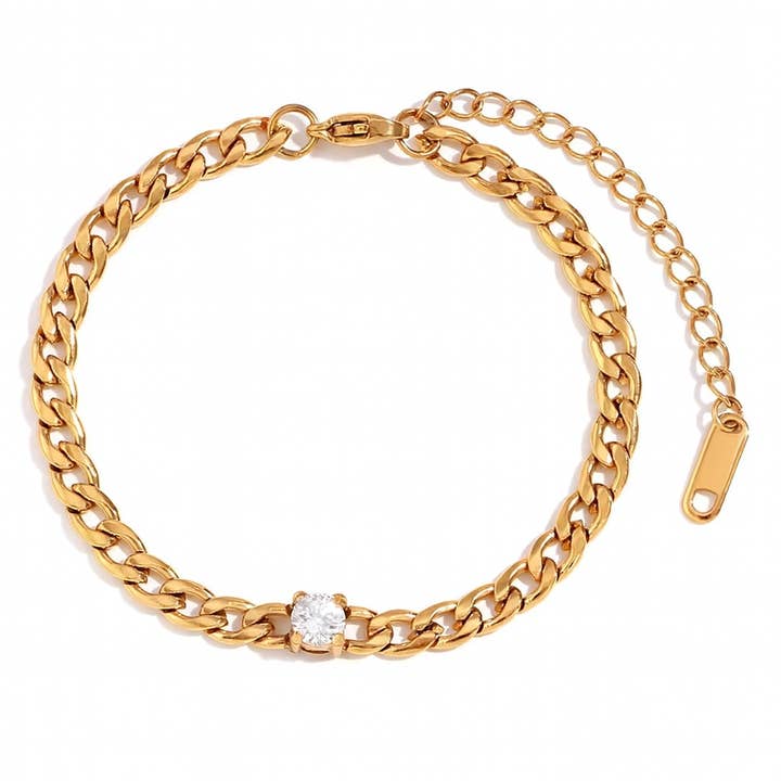 CZ Cuban Link Bracelet - Waterproof - Anti-tarnish for wholesale by Animira Jewels