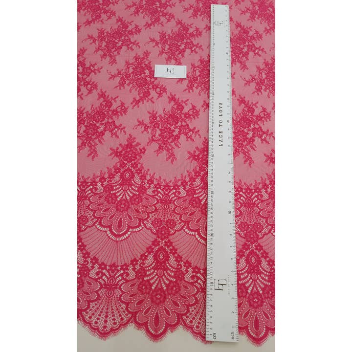 Fuchsia Pink Lace Fabric, Chantilly Lace, Bridal Lace for wholesale on Faire5