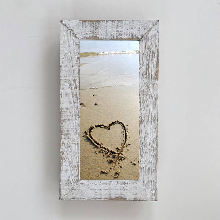 LISART LLC - Wholesale Art Print - Framed Waves - vertical Heart in sand 006c