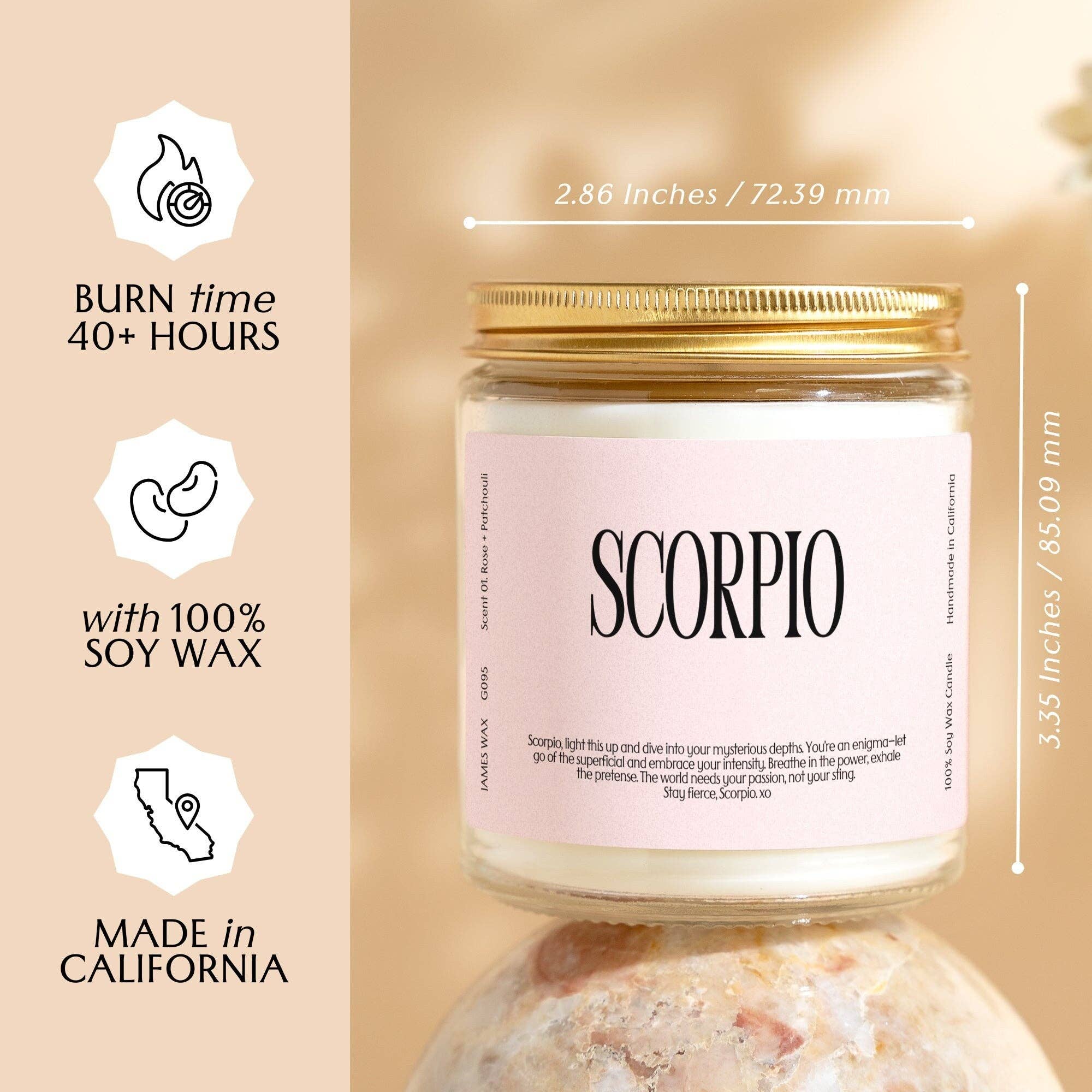 James Wax - Wholesale Jar/Filled Candle - Scorpio Gift Zodiac Sign Candle Astrology Charm G0953