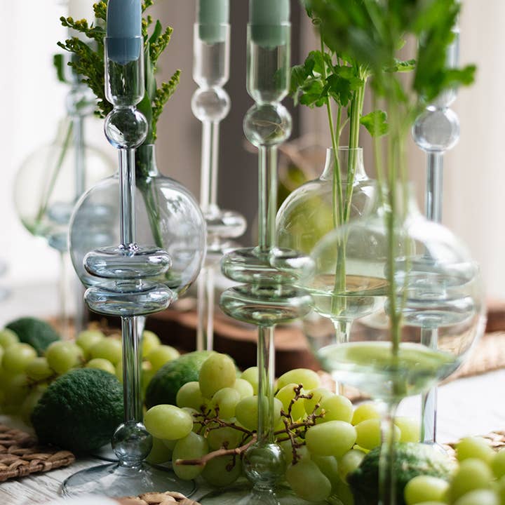 etúHOME - Wholesale Candle holder - Glass Candlestick Pair, Medium, Sage5