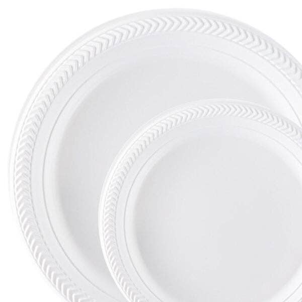EcoQuality - Vente Assiette à salade - Assiettes à salade rondes jetables en plastique blanc de 9 po1
